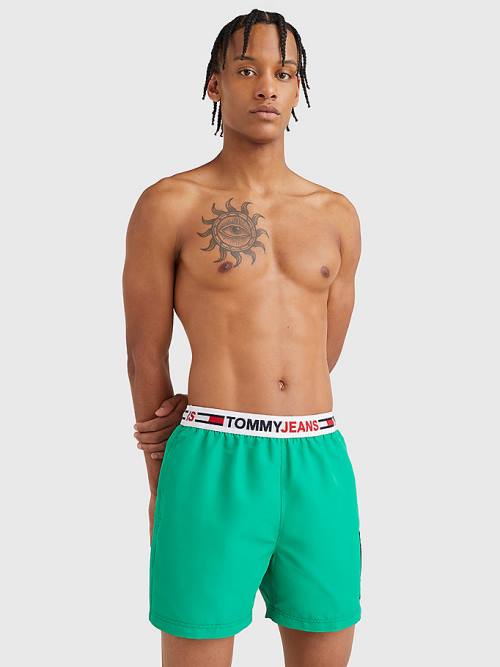 Muške Tommy Hilfiger Logo Waistband Mid Length Shorts Kupaći Kostimi Zeleno | TH631KCD