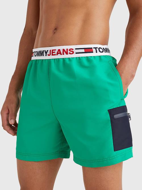 Muške Tommy Hilfiger Logo Waistband Mid Length Shorts Kupaći Kostimi Zeleno | TH631KCD