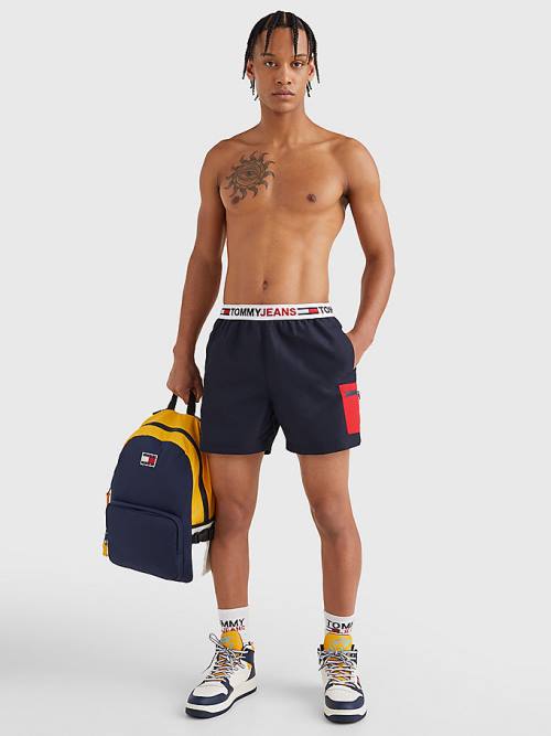 Muške Tommy Hilfiger Logo Waistband Mid Length Shorts Kupaći Kostimi Plava | TH973ZCH