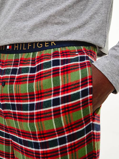 Muške Tommy Hilfiger Long Sleeve Cotton Flannel Set Pidžama Siva | TH791BIN