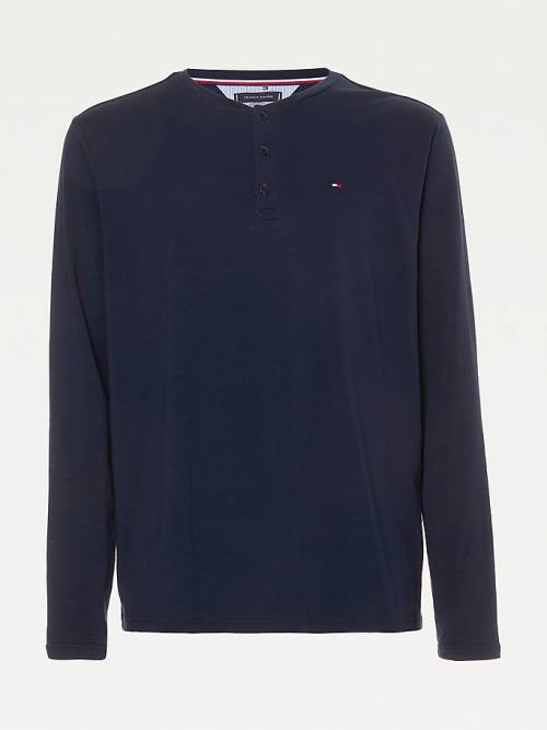 Muške Tommy Hilfiger Lounge Long Sleeve Henley Pidžama Plava | TH046XCF