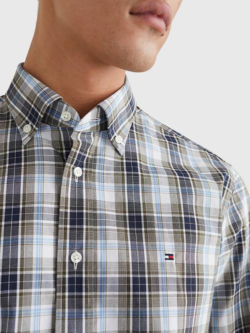 Muške Tommy Hilfiger Madras Check Regular Fit Košulje Zeleno | TH149CTA