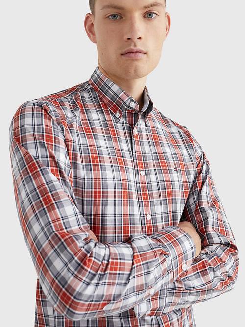 Muške Tommy Hilfiger Madras Check Regular Fit Košulje Crveni | TH217AOZ