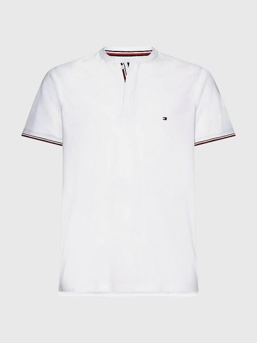 Muške Tommy Hilfiger Mandarin Collar Slim Fit Polo Majice Bela | TH951KWU