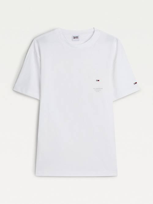 Muške Tommy Hilfiger Metallic Tonal Logo Organic Cotton Majice Bela | TH215WSI