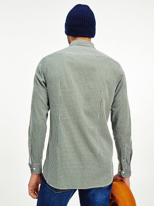 Muške Tommy Hilfiger Micro Check Slim Fit Košulje Zeleno | TH218ZEX