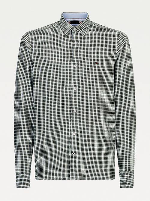 Muške Tommy Hilfiger Micro Check Slim Fit Košulje Zeleno | TH218ZEX