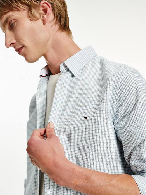 Muške Tommy Hilfiger Micro Check Slim Fit Oxford Košulje Plava | TH942ILM