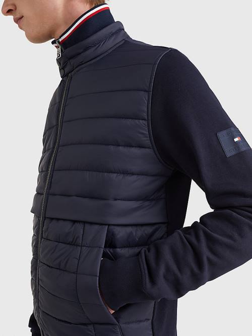 Muške Tommy Hilfiger Mixed Media Zip-Thru Duksevi Plava | TH812SCI