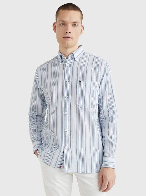 Muške Tommy Hilfiger Mixed Stripe Oxford Košulje Plava | TH579GSX