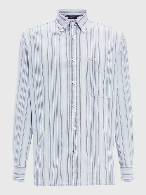 Muške Tommy Hilfiger Mixed Stripe Oxford Košulje Plava | TH579GSX