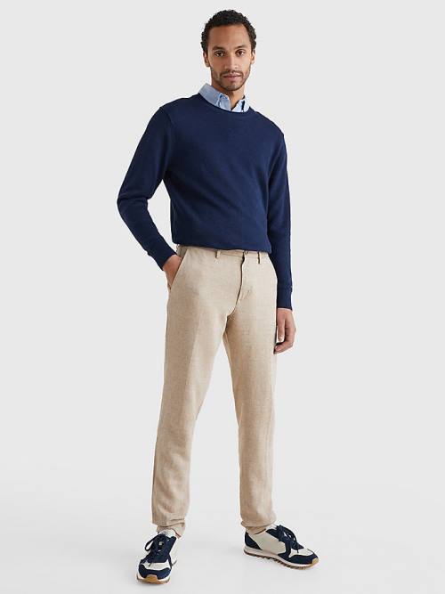 Muške Tommy Hilfiger Modern Herringbone Tapered Fit Chino Pantalone Bež | TH835KUO