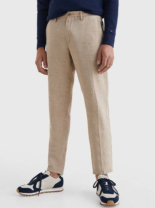 Muške Tommy Hilfiger Modern Herringbone Tapered Fit Chino Pantalone Bež | TH835KUO