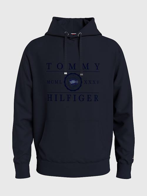 Muške Tommy Hilfiger Motion Flag Logo Duks Hoodie Plava | TH765QFZ