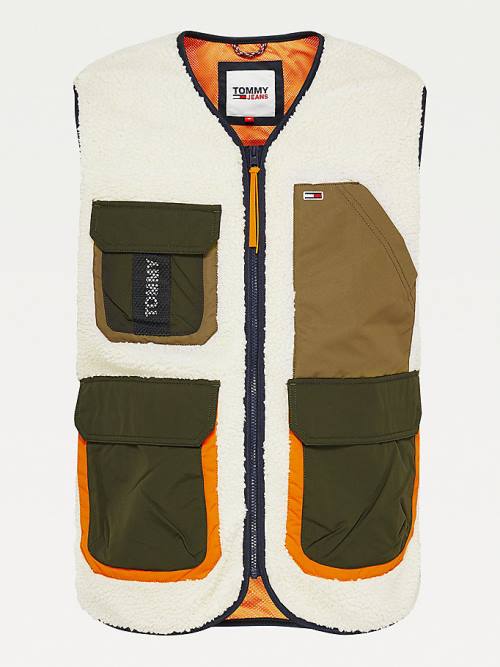 Muške Tommy Hilfiger Multi-Pocket Sherpa Vest Jakna Bela | TH127JPA