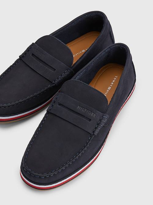 Muške Tommy Hilfiger Nubuck Moccasins Casual Cipele Plava | TH950IKW