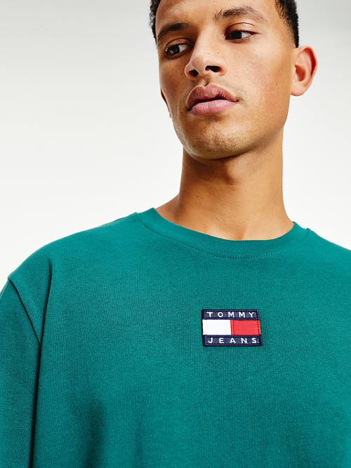 Muške Tommy Hilfiger Organic Cotton Badge Majice Zeleno | TH812YUP