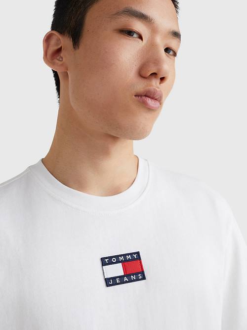 Muške Tommy Hilfiger Organic Cotton Badge Majice Bela | TH820SGC