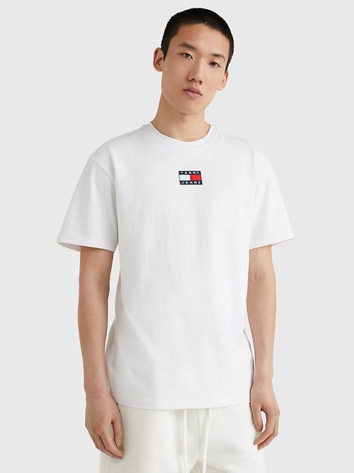 Muške Tommy Hilfiger Organic Cotton Badge Majice Bela | TH820SGC