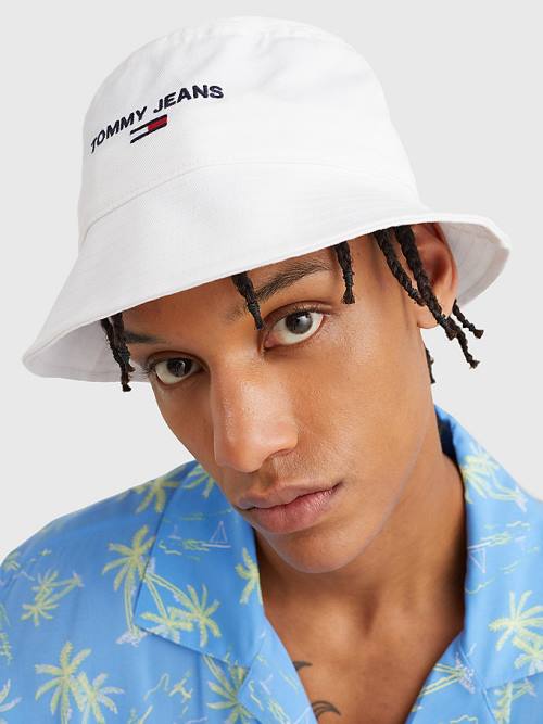 Muške Tommy Hilfiger Organic Cotton Bucket Kape Bela | TH453AZQ