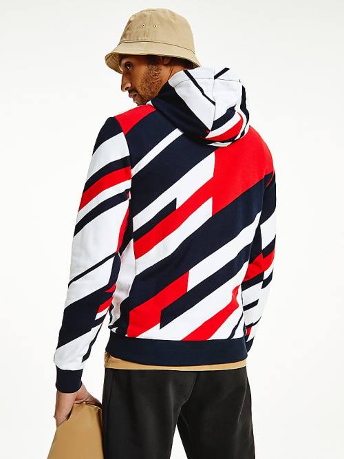 Muške Tommy Hilfiger Organic Cotton Colour-Blocked Duks Hoodie Crveni | TH162JXM