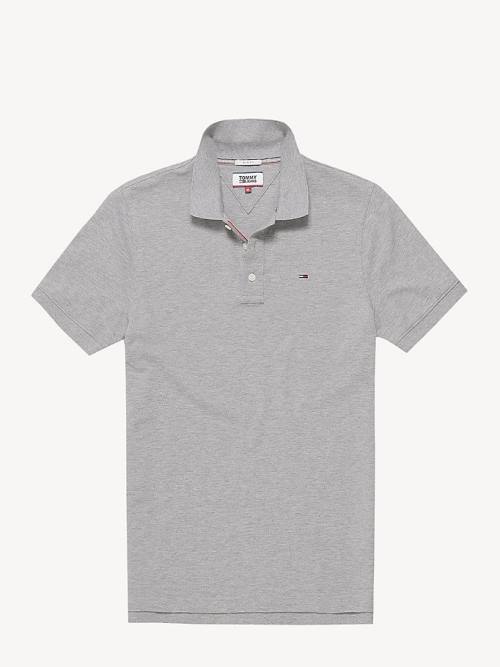 Muške Tommy Hilfiger Organic Cotton Fine Pique Slim Polo Majice Siva | TH379XFA