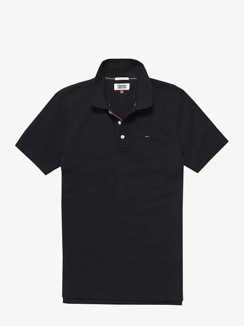 Muške Tommy Hilfiger Organic Cotton Fine Pique Slim Polo Majice Crna | TH546GBX