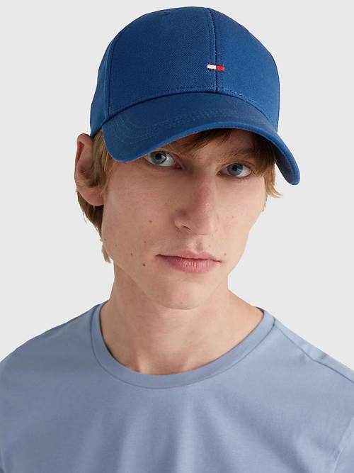 Muške Tommy Hilfiger Organic Cotton Flag Embroidery Cap Kape Plava | TH450EJV