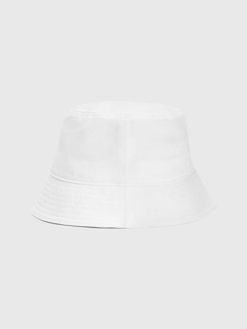 Muške Tommy Hilfiger Organic Cotton Flag Embroidery Bucket Kape Bela | TH732FRD