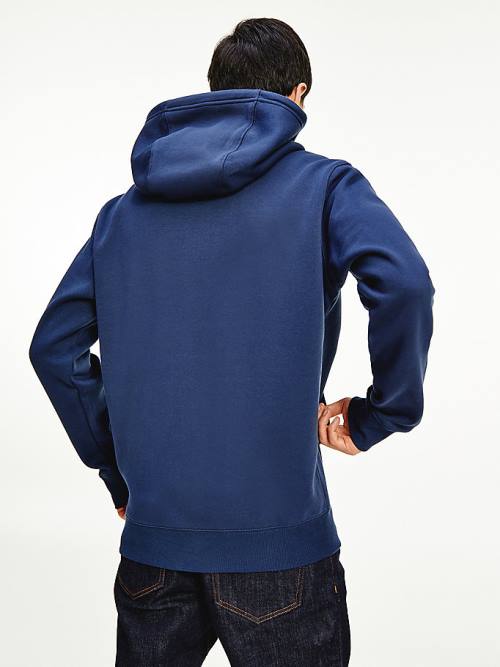 Muške Tommy Hilfiger Organic Cotton Fleece Zip-Thru Duks Hoodie Plava | TH156BLC