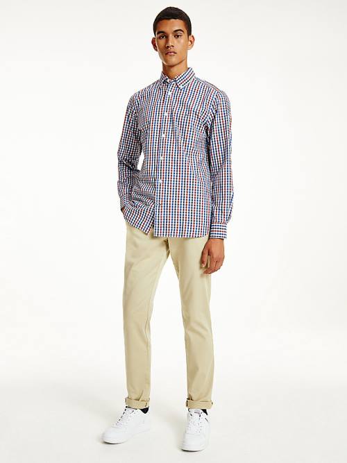 Muške Tommy Hilfiger Organic Cotton Gingham Regular Fit Košulje Crveni | TH326SKB