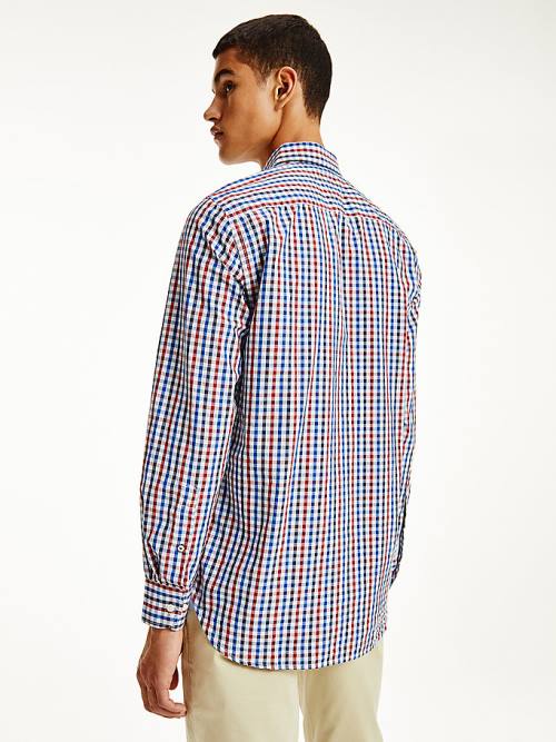 Muške Tommy Hilfiger Organic Cotton Gingham Regular Fit Košulje Crveni | TH326SKB