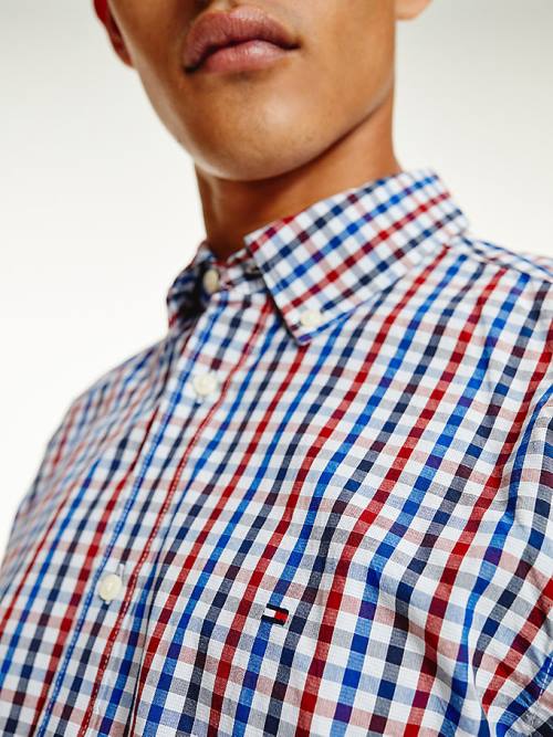 Muške Tommy Hilfiger Organic Cotton Gingham Regular Fit Košulje Crveni | TH326SKB