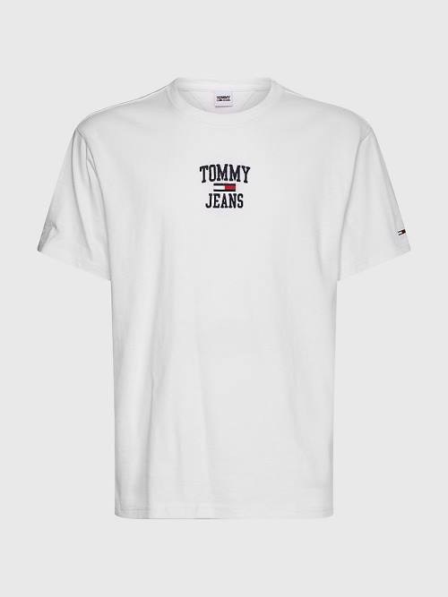 Muške Tommy Hilfiger Organic Cotton Jersey Logo Majice Bela | TH125NVT