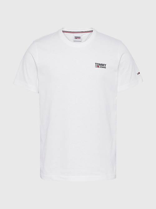 Muške Tommy Hilfiger Organic Cotton Logo Majice Bela | TH158GKX