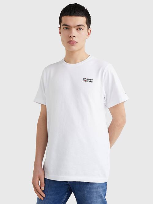 Muške Tommy Hilfiger Organic Cotton Logo Majice Bela | TH158GKX