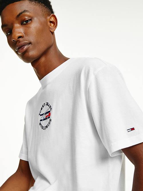 Muške Tommy Hilfiger Organic Cotton Logo Majice Bela | TH243QSR