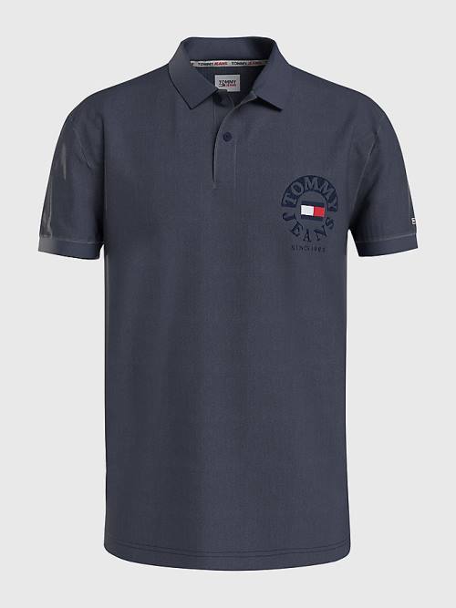 Muške Tommy Hilfiger Organic Cotton Logo Embroidery Polo Majice Plava | TH308HJG