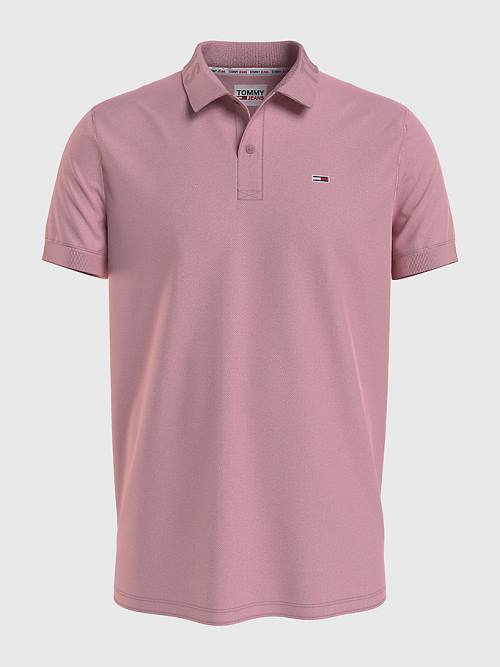 Muške Tommy Hilfiger Organic Cotton Logo Collar Polo Majice Roza | TH732MSL