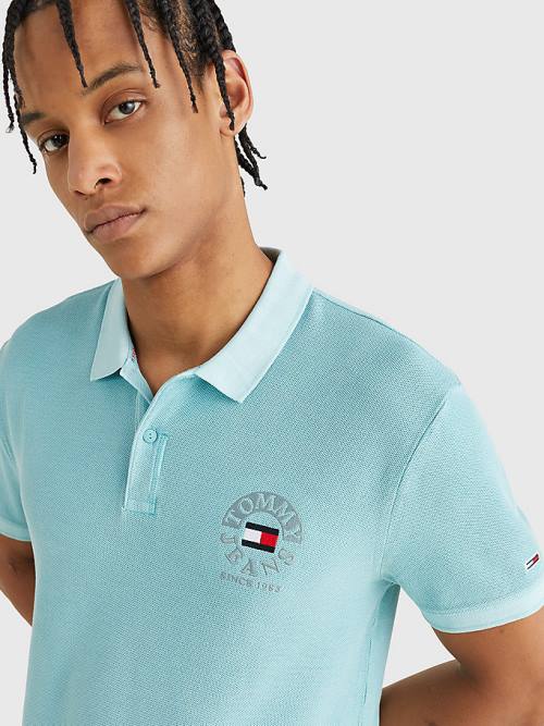 Muške Tommy Hilfiger Organic Cotton Logo Embroidery Polo Majice Plava | TH791GFD