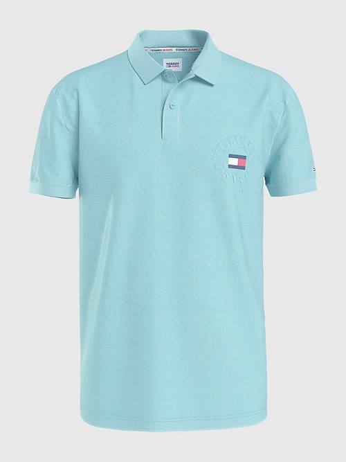 Muške Tommy Hilfiger Organic Cotton Logo Embroidery Polo Majice Plava | TH791GFD