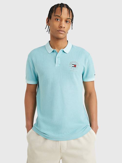 Muške Tommy Hilfiger Organic Cotton Logo Embroidery Polo Majice Plava | TH791GFD