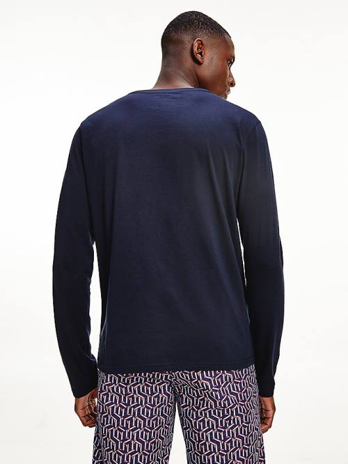 Muške Tommy Hilfiger Organic Cotton Long Sleeve Pidžama Plava | TH514UAE