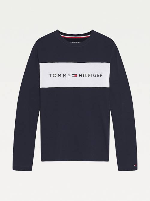 Muške Tommy Hilfiger Organic Cotton Long Sleeve Pidžama Plava | TH514UAE