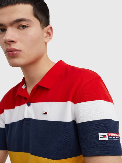 Muške Tommy Hilfiger Organic Cotton Pique Multi Stripe Polo Majice Crveni | TH712ALV