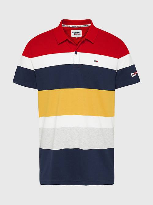 Muške Tommy Hilfiger Organic Cotton Pique Multi Stripe Polo Majice Crveni | TH712ALV