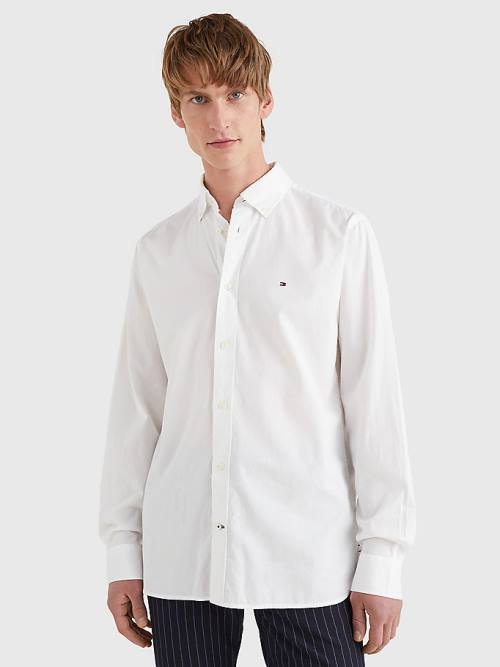 Muške Tommy Hilfiger Organic Cotton Poplin Regular Fit Košulje Bela | TH860HBZ