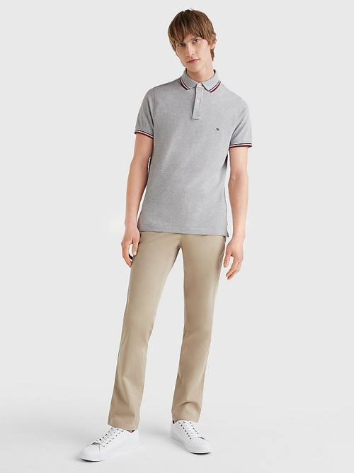 Muške Tommy Hilfiger Organic Cotton Slim Fit Polo Majice Siva | TH278MUY