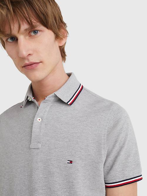 Muške Tommy Hilfiger Organic Cotton Slim Fit Polo Majice Siva | TH278MUY