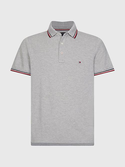 Muške Tommy Hilfiger Organic Cotton Slim Fit Polo Majice Siva | TH278MUY